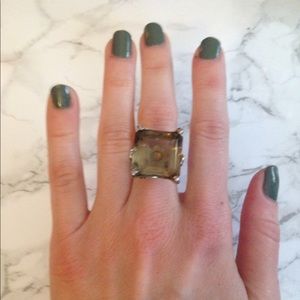 Silver ring with gray stone